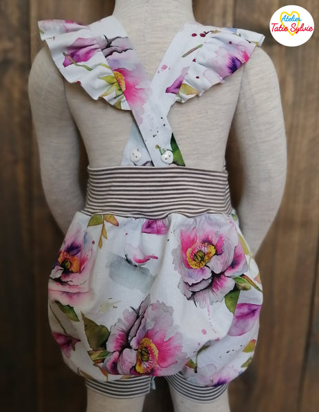 Barboteuse Pivoine Rose Vert
