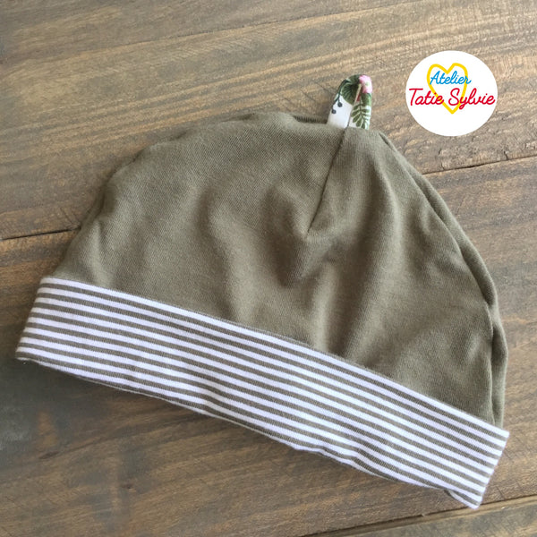 Ensemble évolutif 2 pièces cache-couche et bonnet Printemps Vert/Kaki/Blanc