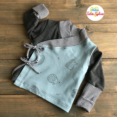 Veste Kimono bambou Gris Bleu Hérisson